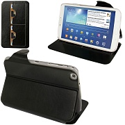 Чехол кожаный Crazy Horse с кармашками для банковских карт и функцией Sleep / Wake-up для Samsung Galaxy Tab 3 (8.0) / T3110 / T3100 - черный