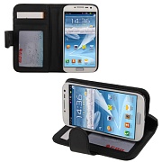 Чехол кожаный горизонтальный с карманом для банковских карт для Samsung Galaxy S IV / i9500 - черный
