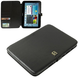 Чехол из натуральной кожи с держателем и отделением для банковский карт для Samsung Galaxy Note 10.1 / N8000/ N8010 - черный