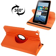 Чехол кожаный с поворачивающимся держателем для Samsung Galaxy Tab 3 (8.0) / T3110 / T3100 - оранжевый