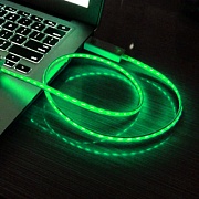 Кабель светящийся USB - micro USB (зеленый)