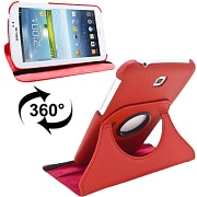 Чехол кожаный с поворачивающимся держателем для Samsung Galaxy Tab 3 (7.0) / P3200 / P3210 - красный