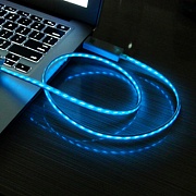 Кабель светящийся USB - micro USB (синий)